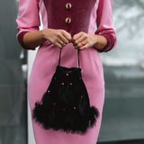 Chiara Velvet and feather Bag