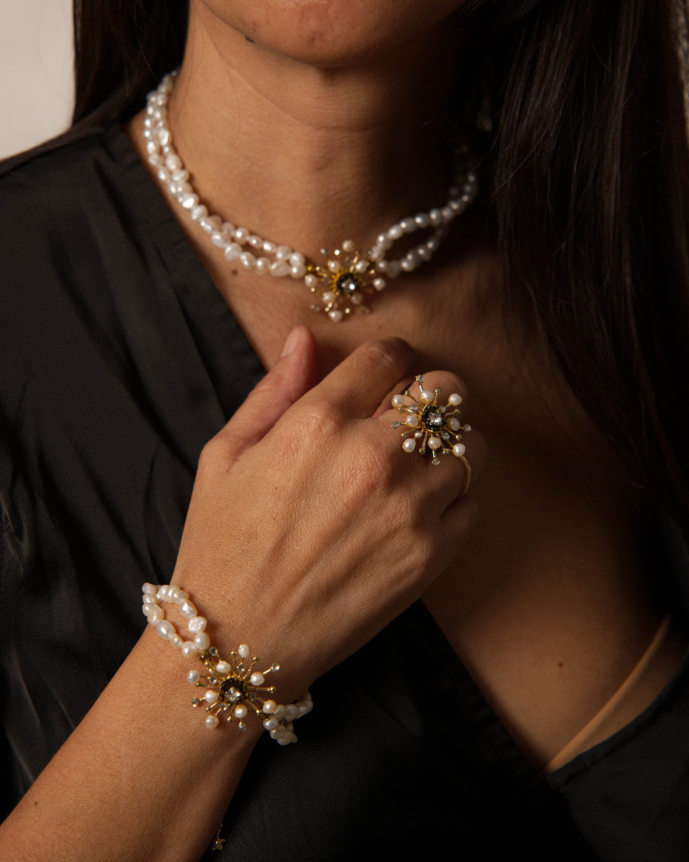 conjunto chocker pulsera anillo Orion