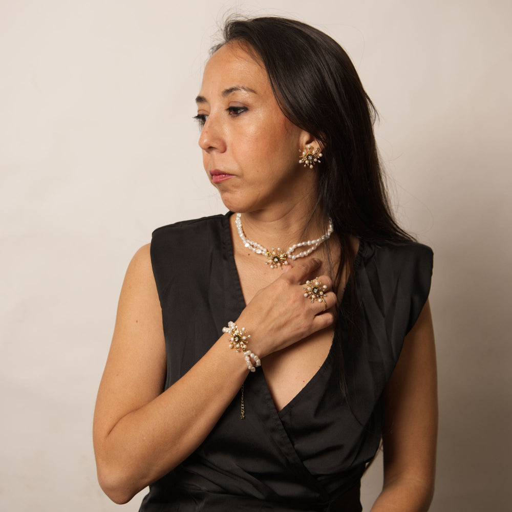 conjunto anillo chocker pendientes pulsera orion