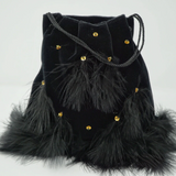 Chiara Velvet and feather Bag